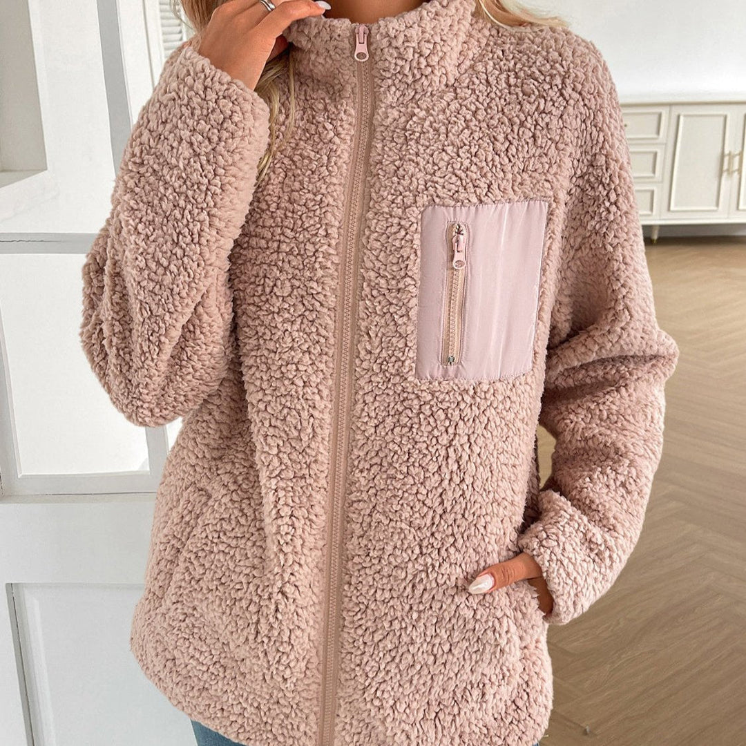 W&W Mode | Lässige Winter Zip-Up Fuzzy Jacke für Damen
