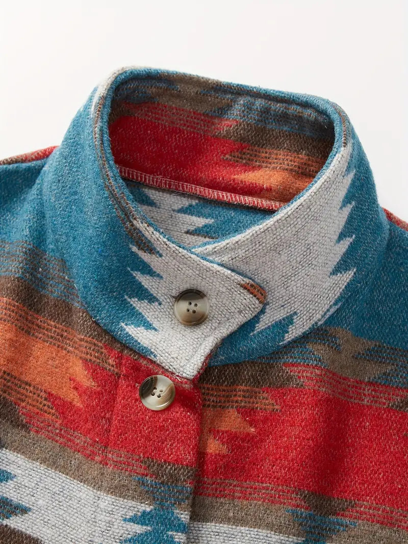 – Gewebte Jacke mit bedrucktem Kragen