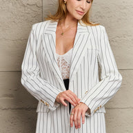 WW | Gestreifter Reverskragen Langarm Blazer