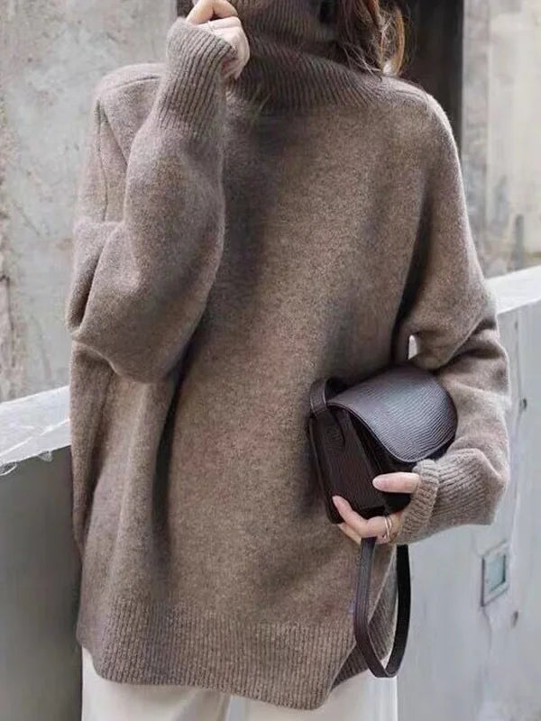 WW | Lässiger Strickjacke Rollkragenpullover für Damen