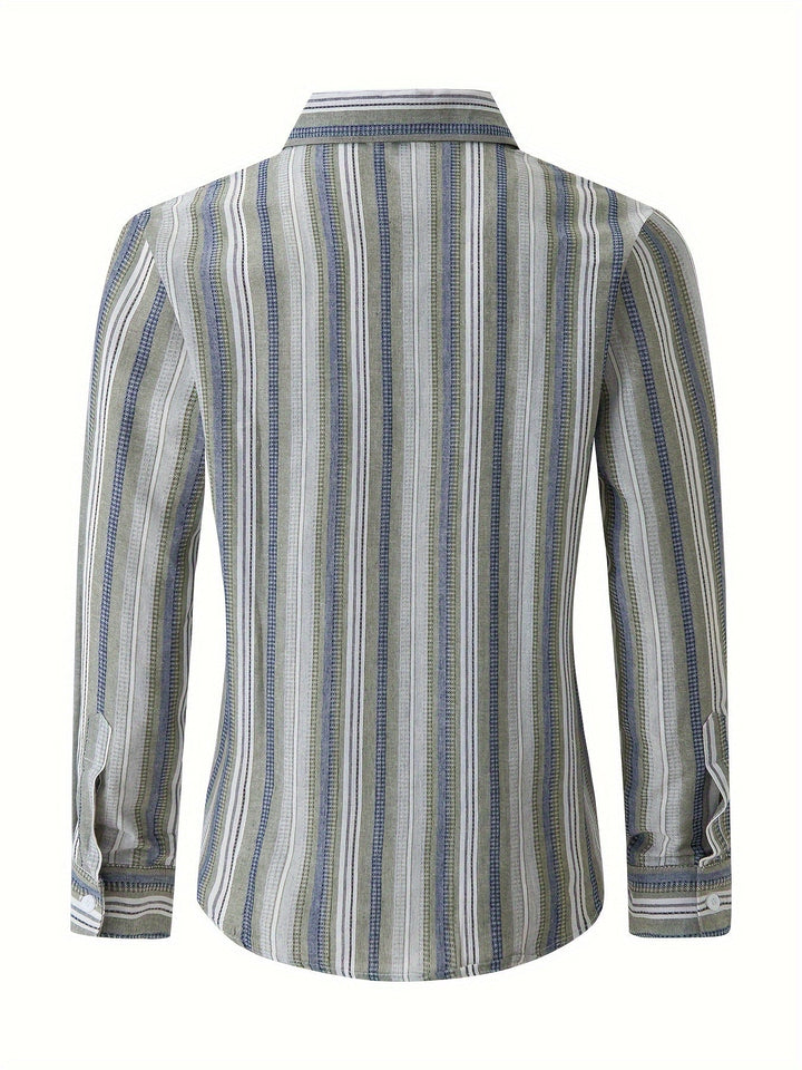 W&W Mode | Gestreiftes Baumwoll Leinen Herrenhemd für entspannte Looks