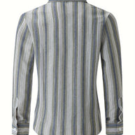 WW | Gestreiftes Baumwoll Leinen Herrenhemd für entspannte Looks