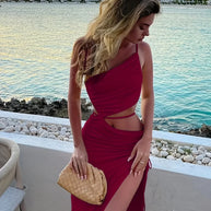 WW | Sexy Sommerkleid mit Trägern Elegantes Strandkleid mit Schlitz