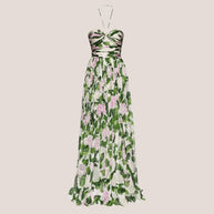 WW | Trägerloses Maxikleid mit Blumenmuster und gerafftem Oberteil