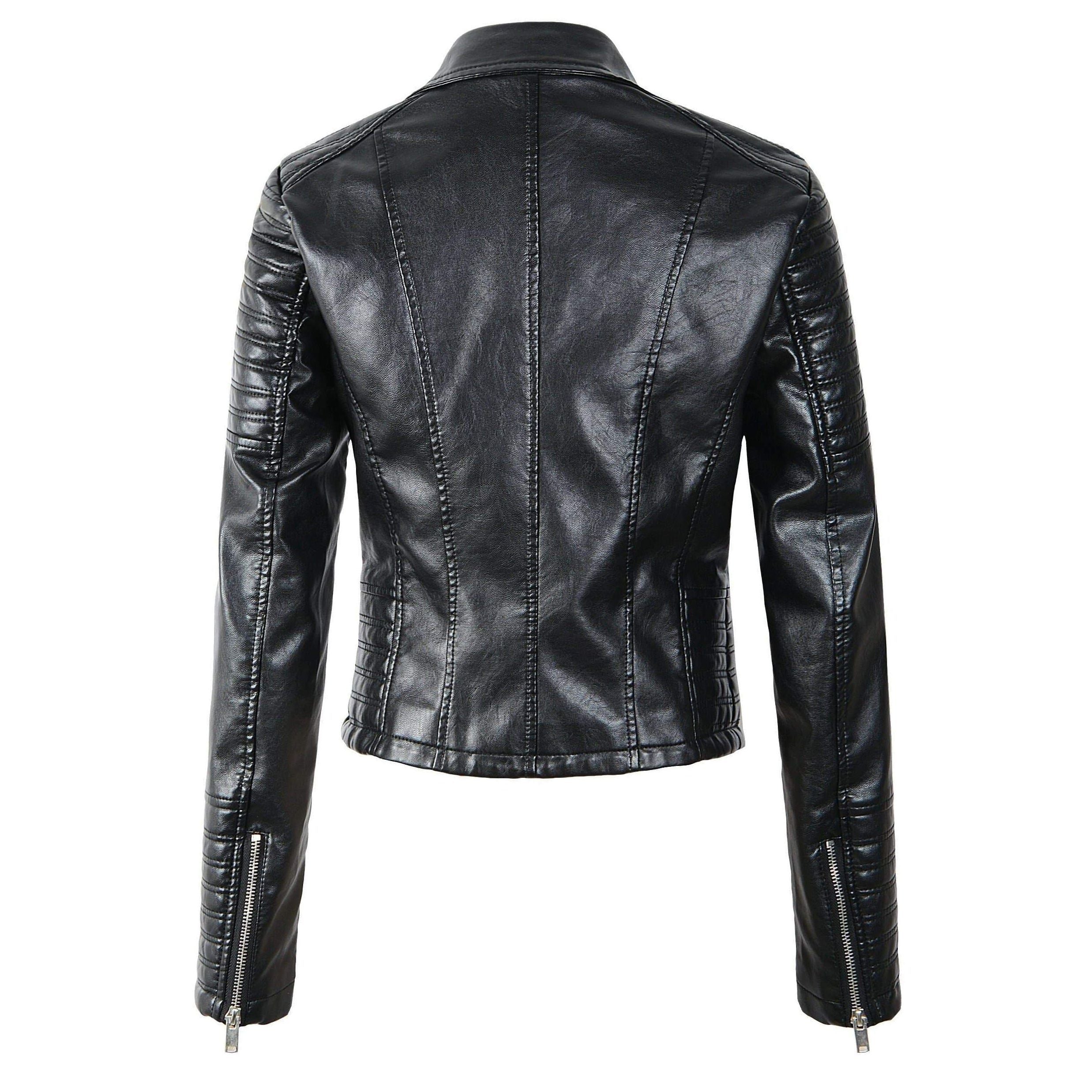 WW - Revers Reißverschluss Slim Fit Lederjacke