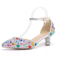 WW | Lavtil Top Sommer Neu Blau Farbe Spitz Kalebass Absatz Rhinestone Multi Farbe Mode Hochzeits Bankett Frauen Schuhe