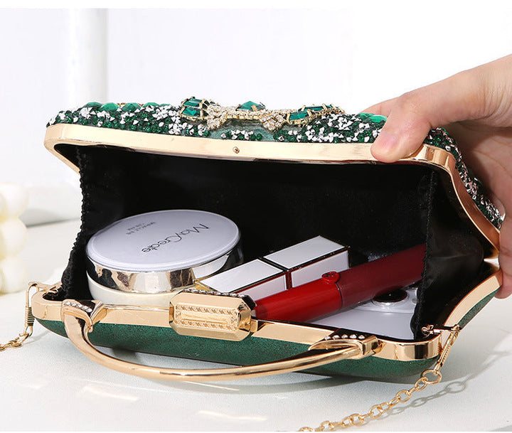 W&W Mode metallische handgefertigte Diamant-inlay-Abendtasche