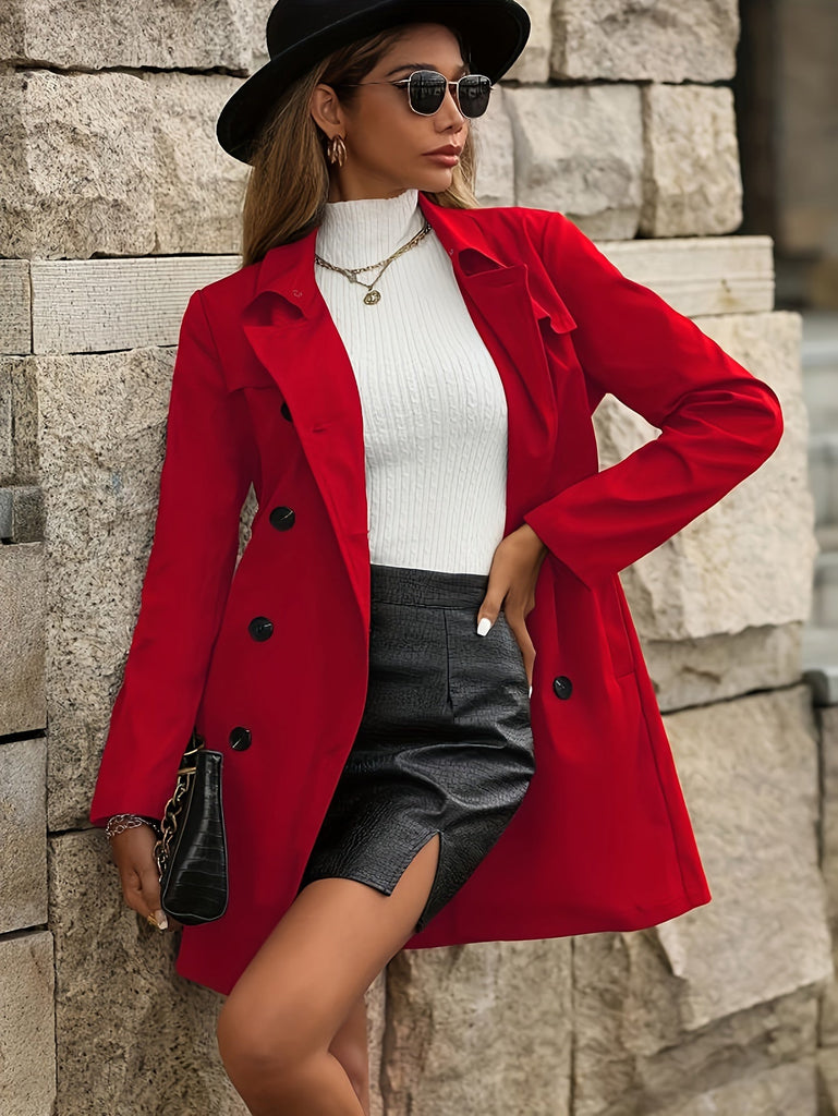 WW | Damen Doppelreihiger Trenchcoat Mit Knopfdetails