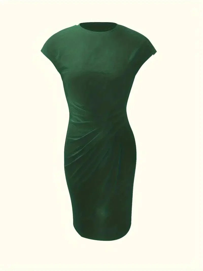 WW | Stilvolles Schmales Kleid Mit Rundhalsausschnitt