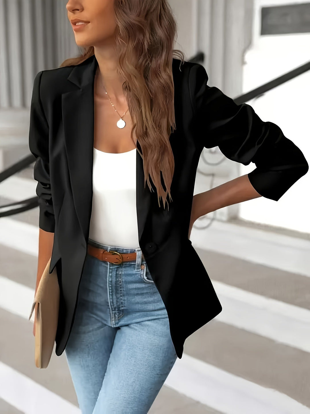 W&W Mode | Stilvolle Herbst Klassische Business Blazer mit Seitentaschen für Frauen