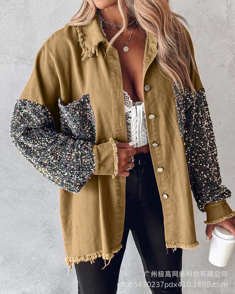 WW | Kontrast Paillettenjacke Für Den Frühling