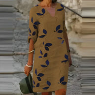 WW | Wunderschönes Blätterdruck-Sommerkleid für Frauen