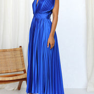 WW | Hallo Schöne Satin Plissee Midi Kleid
