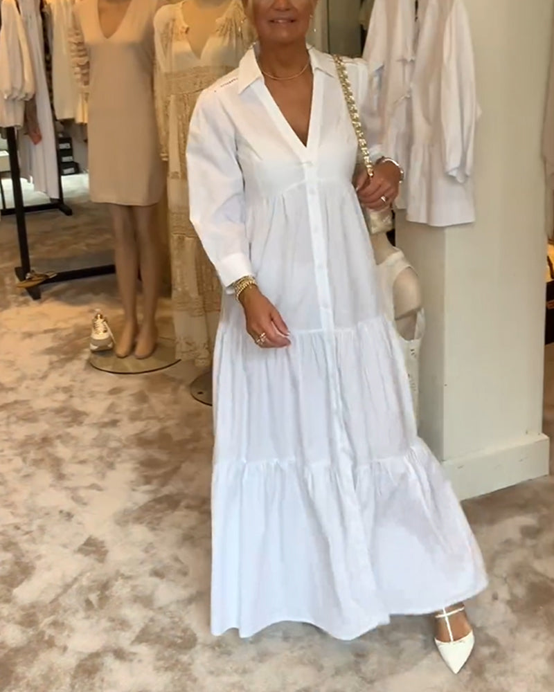 WW | Lange Weiße Kleid mit Hemdkragen