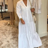 WW | Lange Weiße Kleid mit Hemdkragen