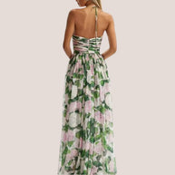 WW | Trägerloses Maxikleid mit Blumenmuster und gerafftem Oberteil