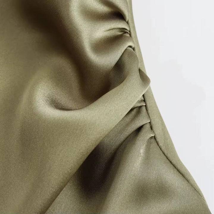 W&W Mode | Satin Maxikleid Elegante Drapierung