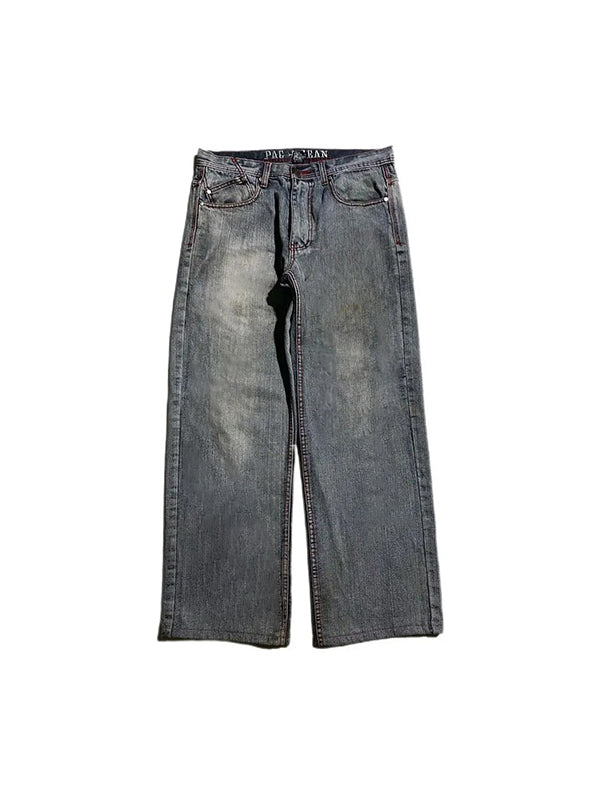 WW | 2000s Boyfriend Baggy Jeans Mit Skull Stickerei