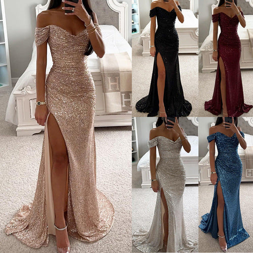 W&W Mode | Festliches Paillettenkleid Mit Schlitz