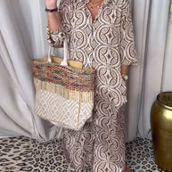 WW | Vintage Bedrucktes Maxikleid mit Reverstaschen