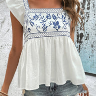 WW | bestickte Peplum-Bluse mit eckigem Ausschnitt Für Frauen
