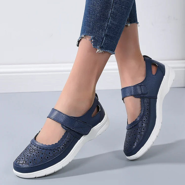 Damen Komfort-Loafer aus weißem Leder mit orthopädischer Unterstützung