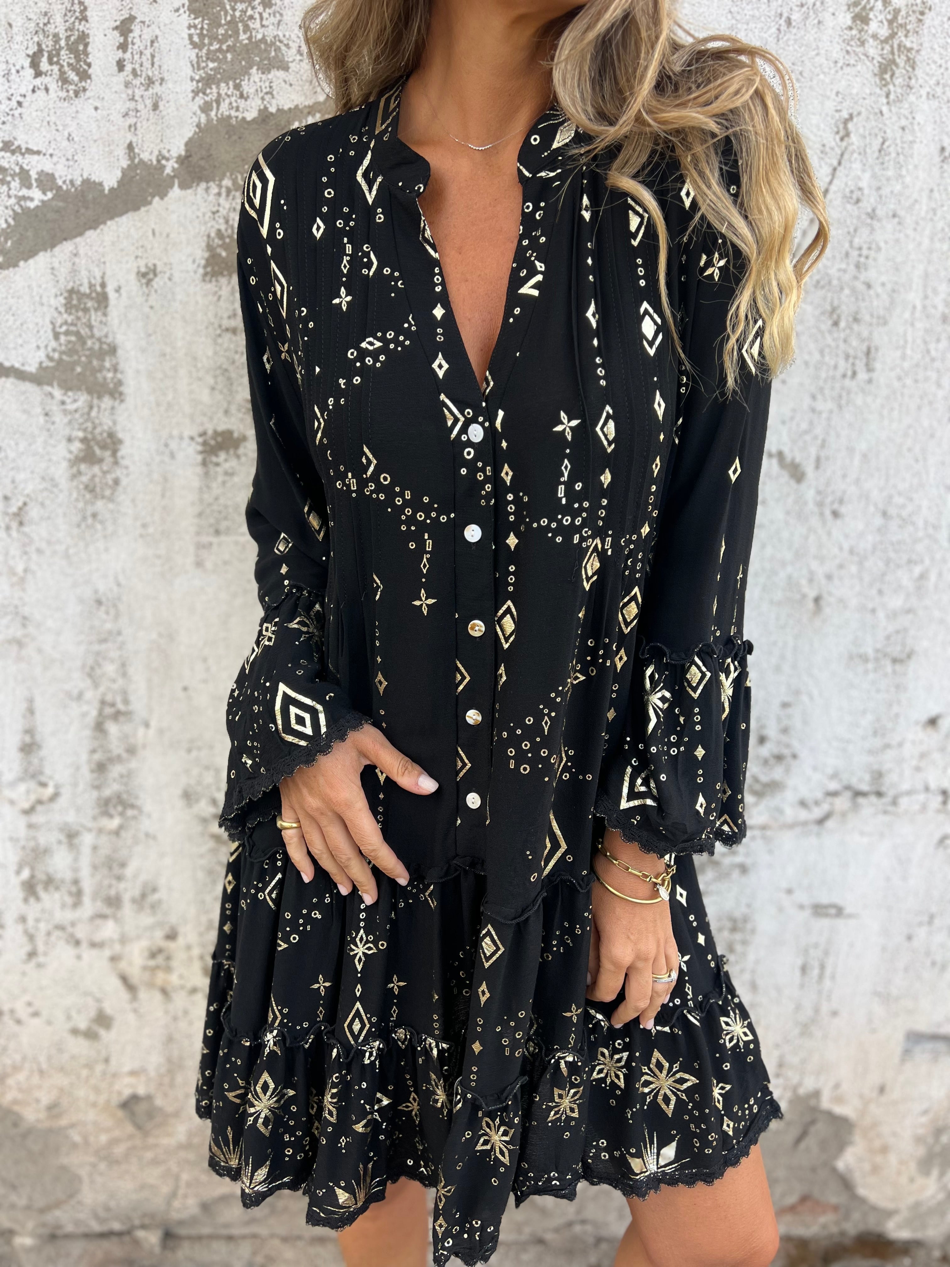 WW | Boho Metallic Hemdkleid