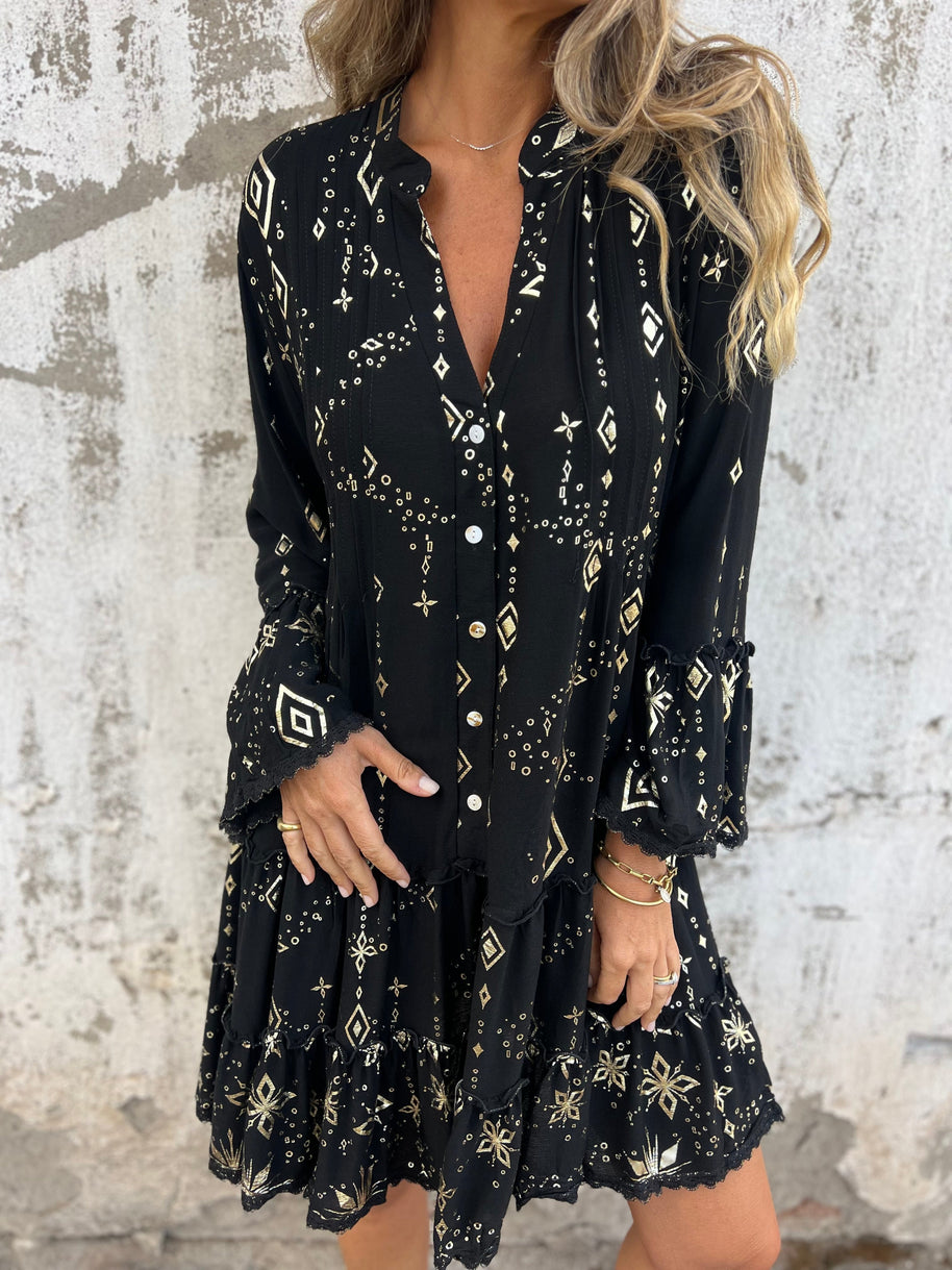 WW | Boho Metallic Hemdkleid