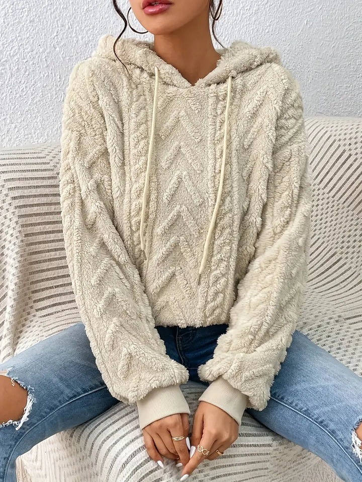 W&W Mode Sweater | Stylischer weicher Teddy-Fleece-Kapuzenpullover für Frauen