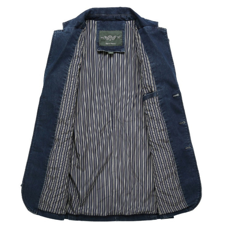 W&W Mode | Herren Denim Baumwolle Blazerjacke