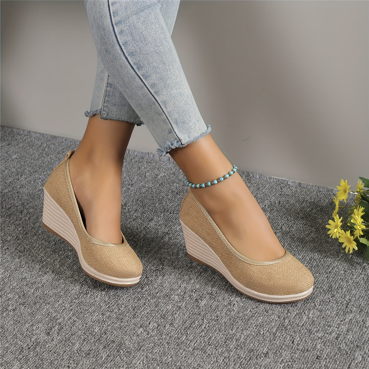 WW | Atmungsaktive Slipper Mit Keilabsatz Schuhen