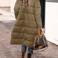WW | Lange Elegante Gesteppte Damen Winterjacke Mit Futter Aus Fleece