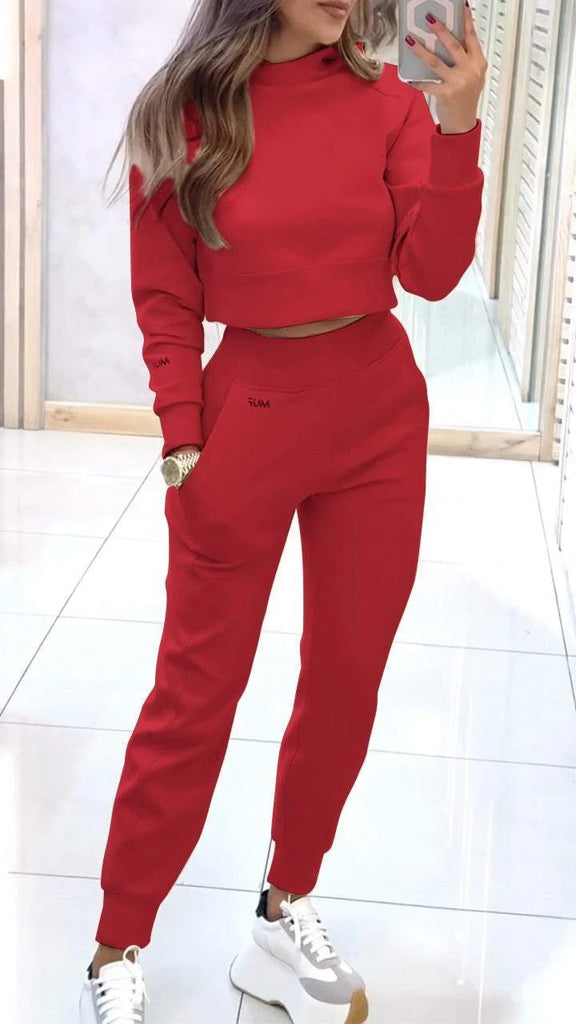 WW | Sportlicher Damenpullover Mit Stehkragen Und Slim Fit Hose Mit Taschen