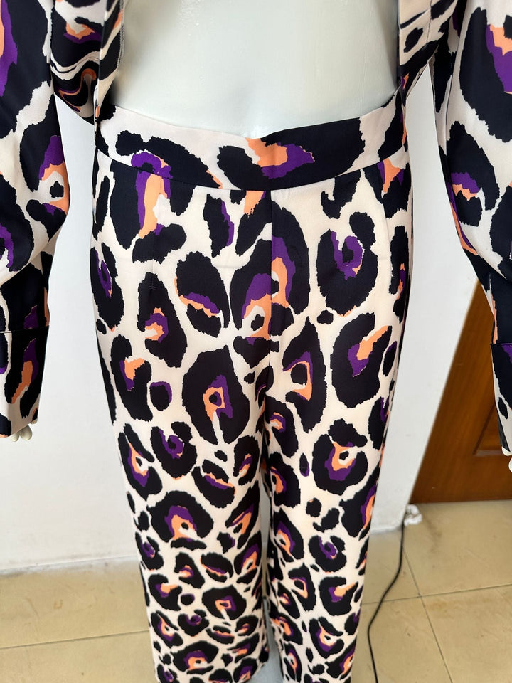 W&W Mode Freizeit-Anzug mit kurzem Langarmkragen und hoher Taille, weite Hose