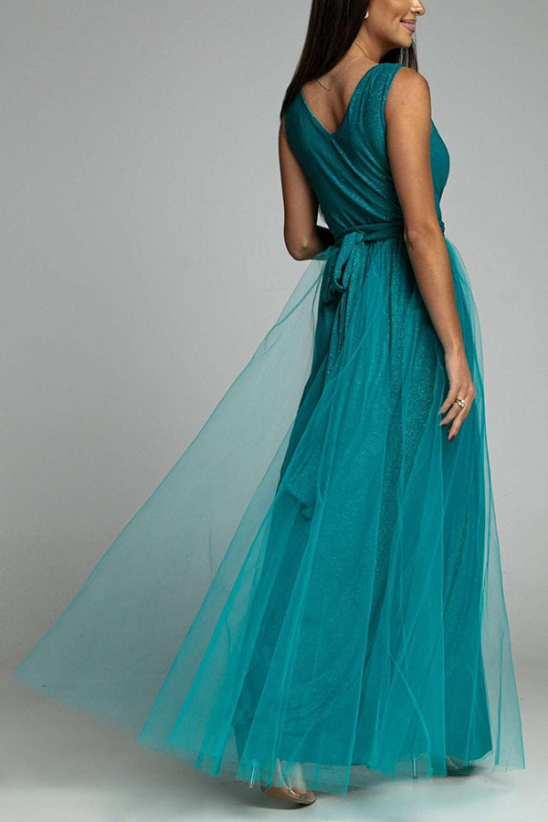 WW | It'S My Day Light Tulle Schlitz Maxi Kleid