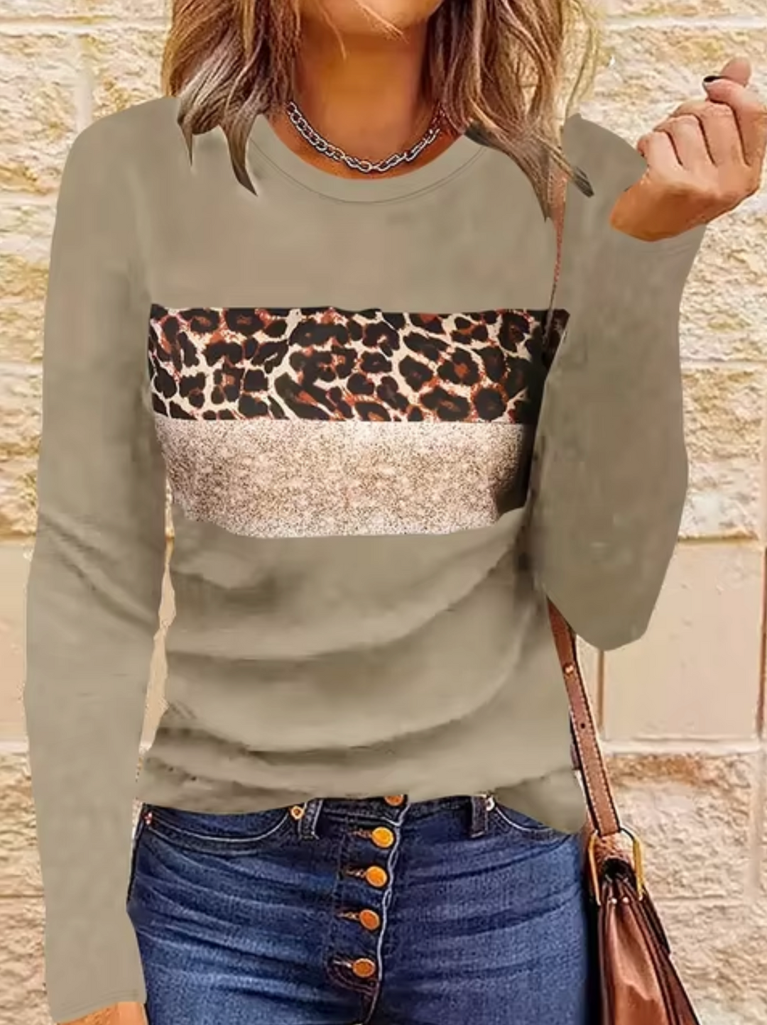 W&W Mode | Langarm-T-Shirt mit Leopardenmuster