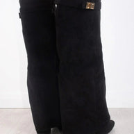 WW | Elegante Damenstiefel Aus Hochwertigem Suede Mit Goldenen Akzenten