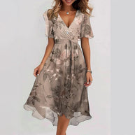 WW | Midikleid mit Blumenmuster und V-Ausschnitt