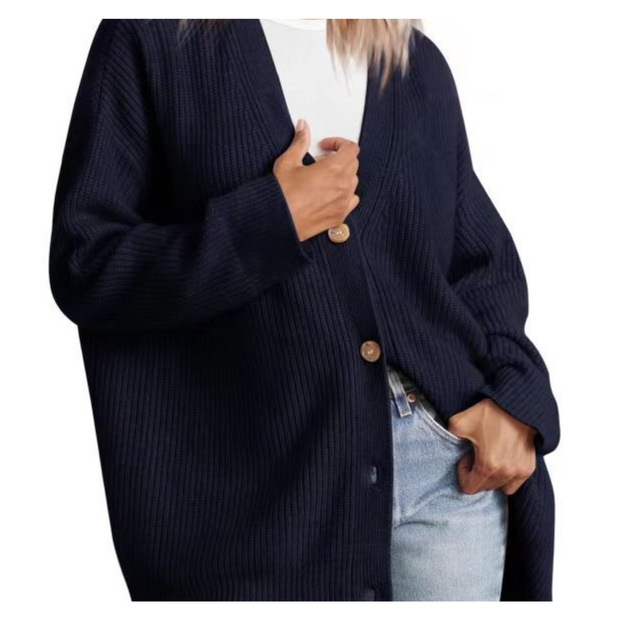 WW | Schicke Übergroße Strickjacke Mit Knöpfen Für Damen