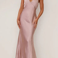 WW | Rosiedress V-Ausschnitt Ärmelloses Maxikleid Party Kleid
