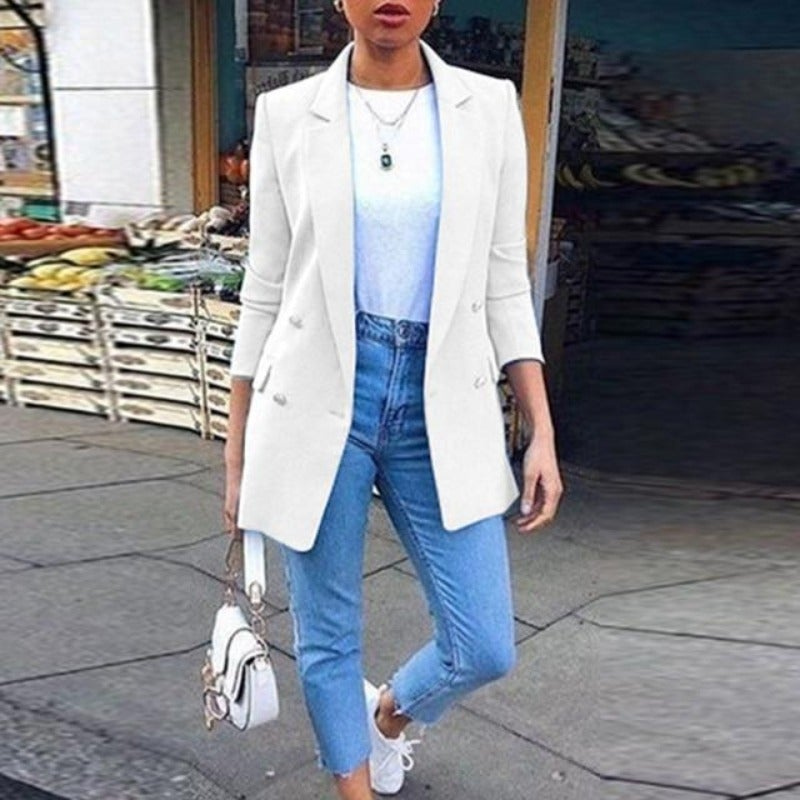 WW | Damen Blazer Eleganter Longblazer Mit 3/4 Ärmeln, Ideal Für Business Looks