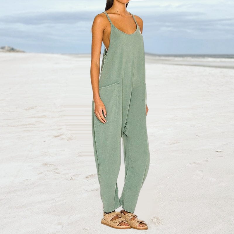 WW | Locker Weites Bein Ärmelloser Jumpsuit Für Damen