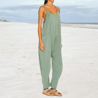 WW | Locker Weites Bein Ärmelloser Jumpsuit Für Damen