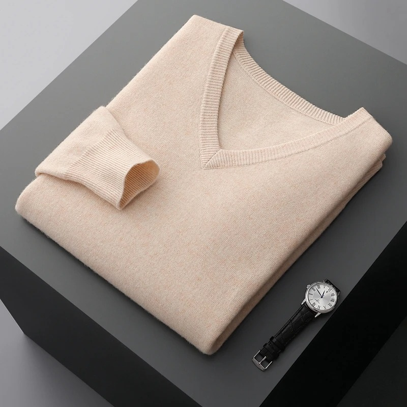 W&W Mode Herren Pullover V-Ausschnitt langarm Strick