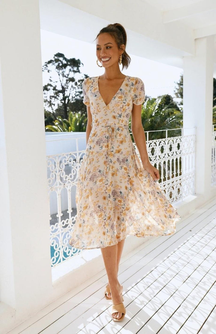 W&W Mode | Kleid in Midi Länge, Ideal Für Frühling Und Den Täglichen Gebrauch