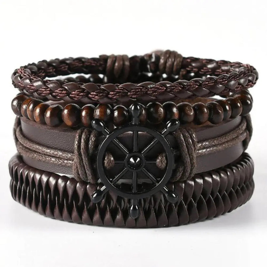 WW | Geflochtene Leder Wickelarmband Für Herren