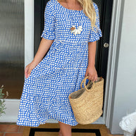 Midikleid mit Rundhalsausschnitt und Polka-Dot-Print