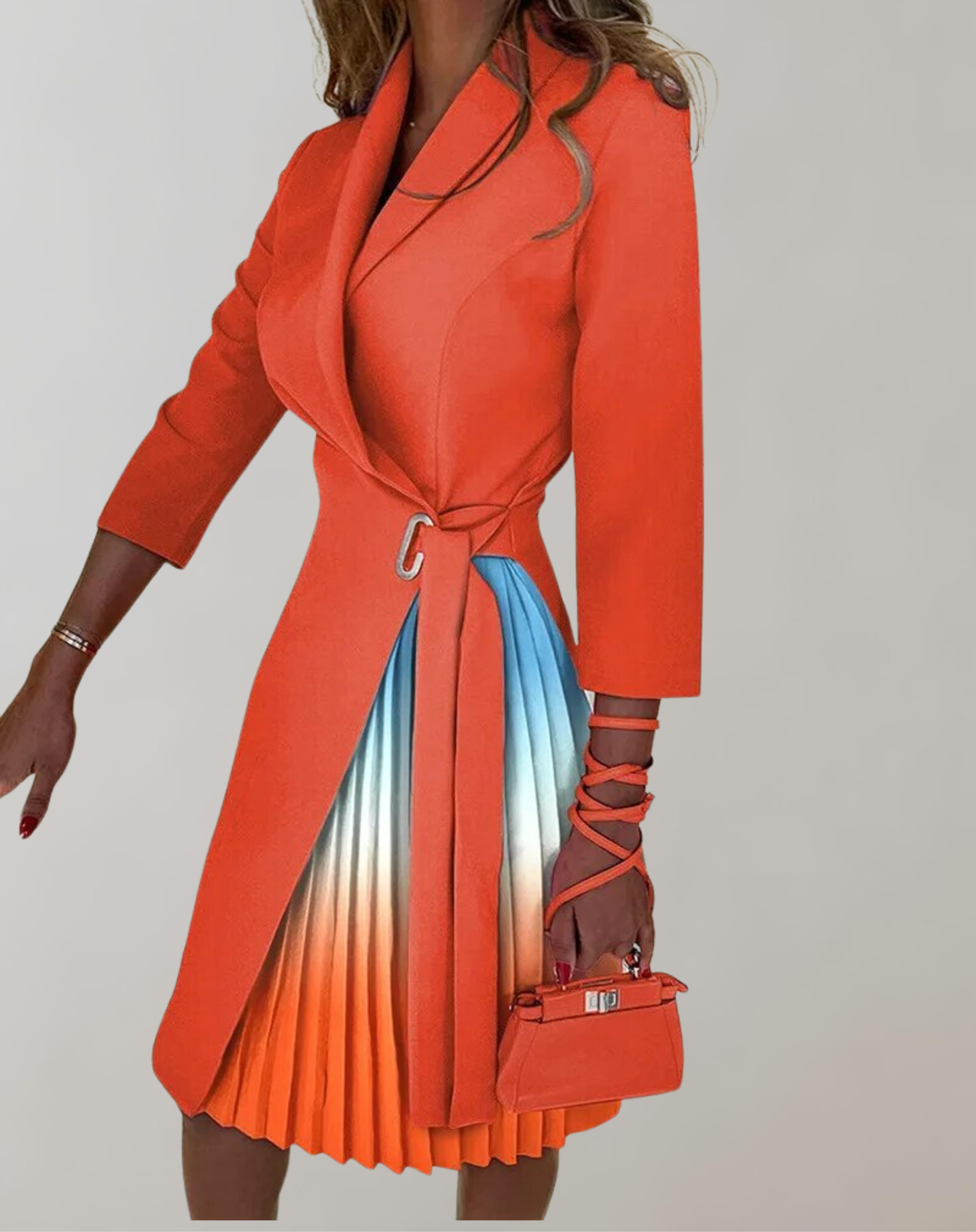 WW - Damen Kleid Druck gekerbt