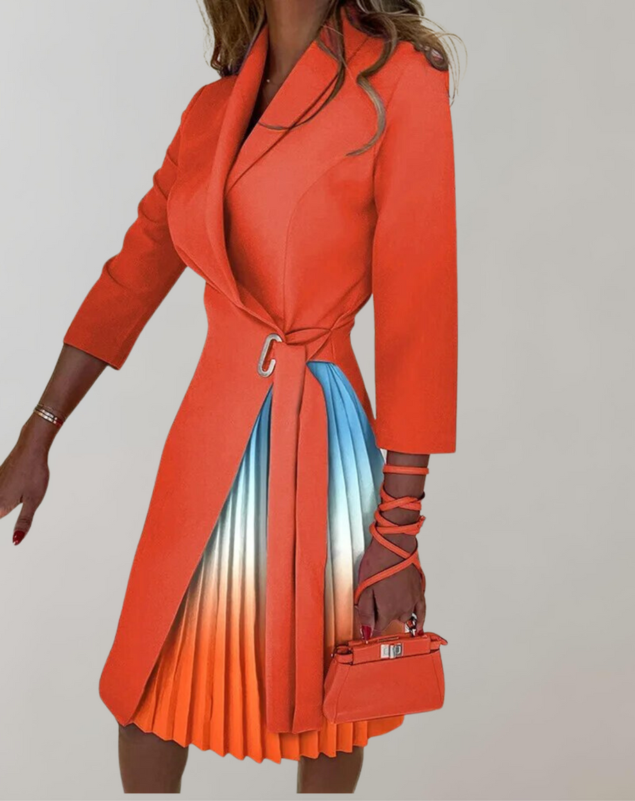 WW - Damen Kleid Druck gekerbt