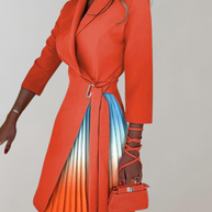 WW - Damen Kleid Druck gekerbt